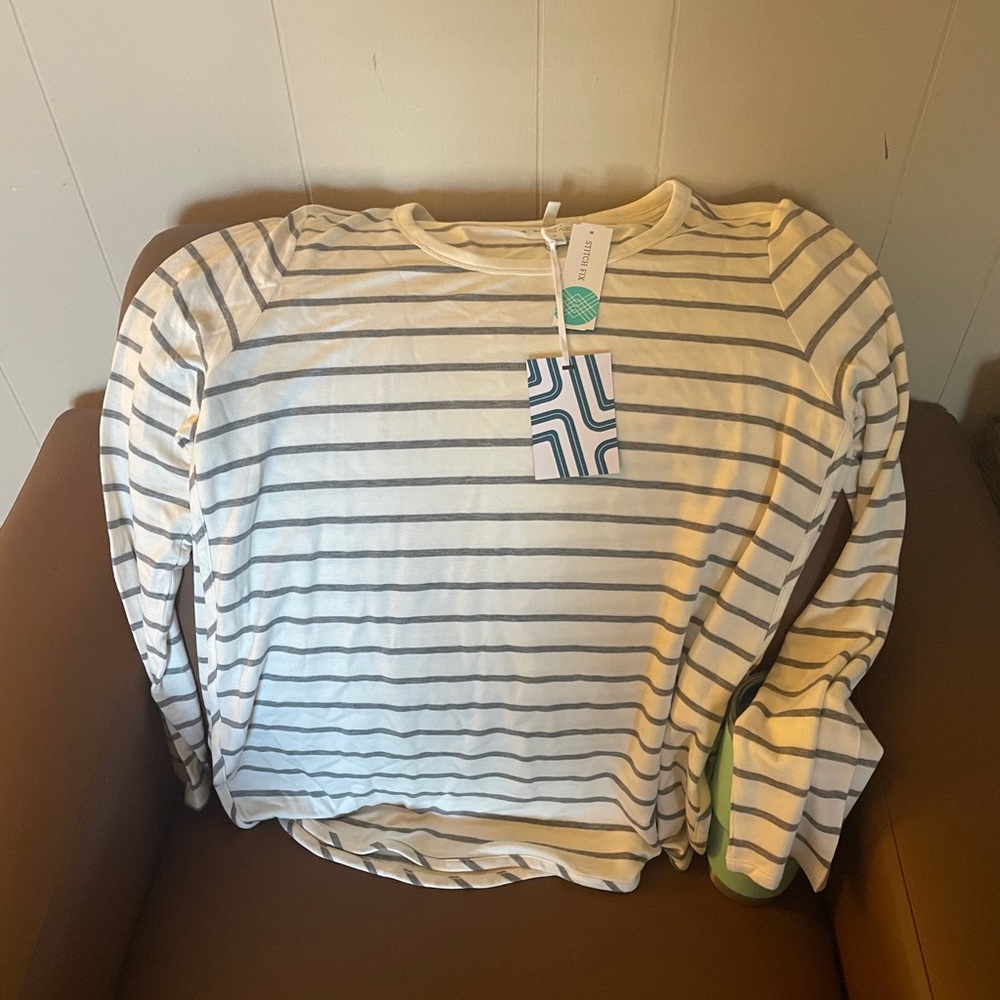 Zansia Curved Hem French Terry Knit Top